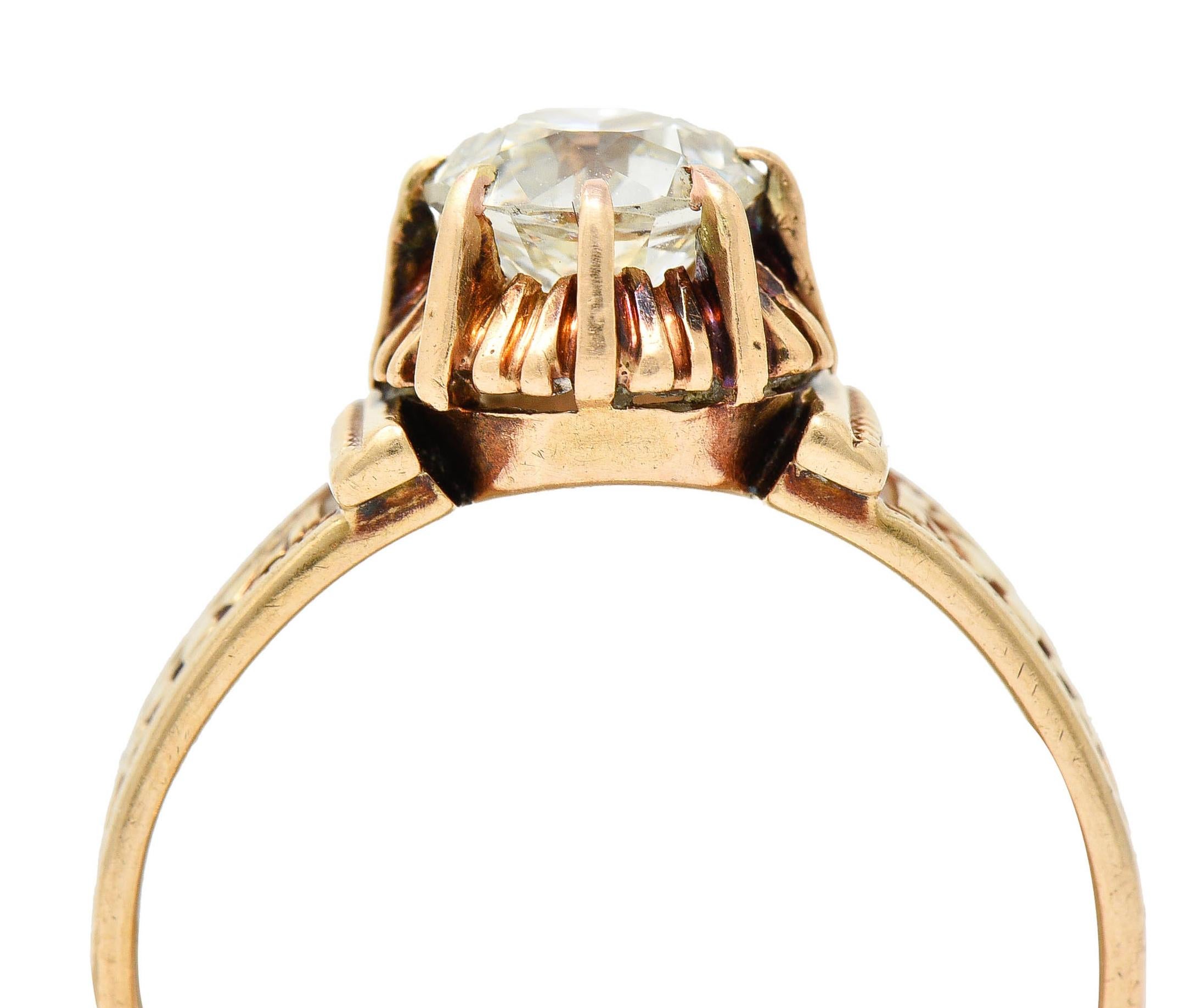 1904 Victorian 0.93 Carat Diamond 14 Karat Gold Engagement Ring GIA 4