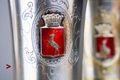 1905 - 1907 Two Helsingia Cups Enamel solid Gilt 830 Silver / 136 gr