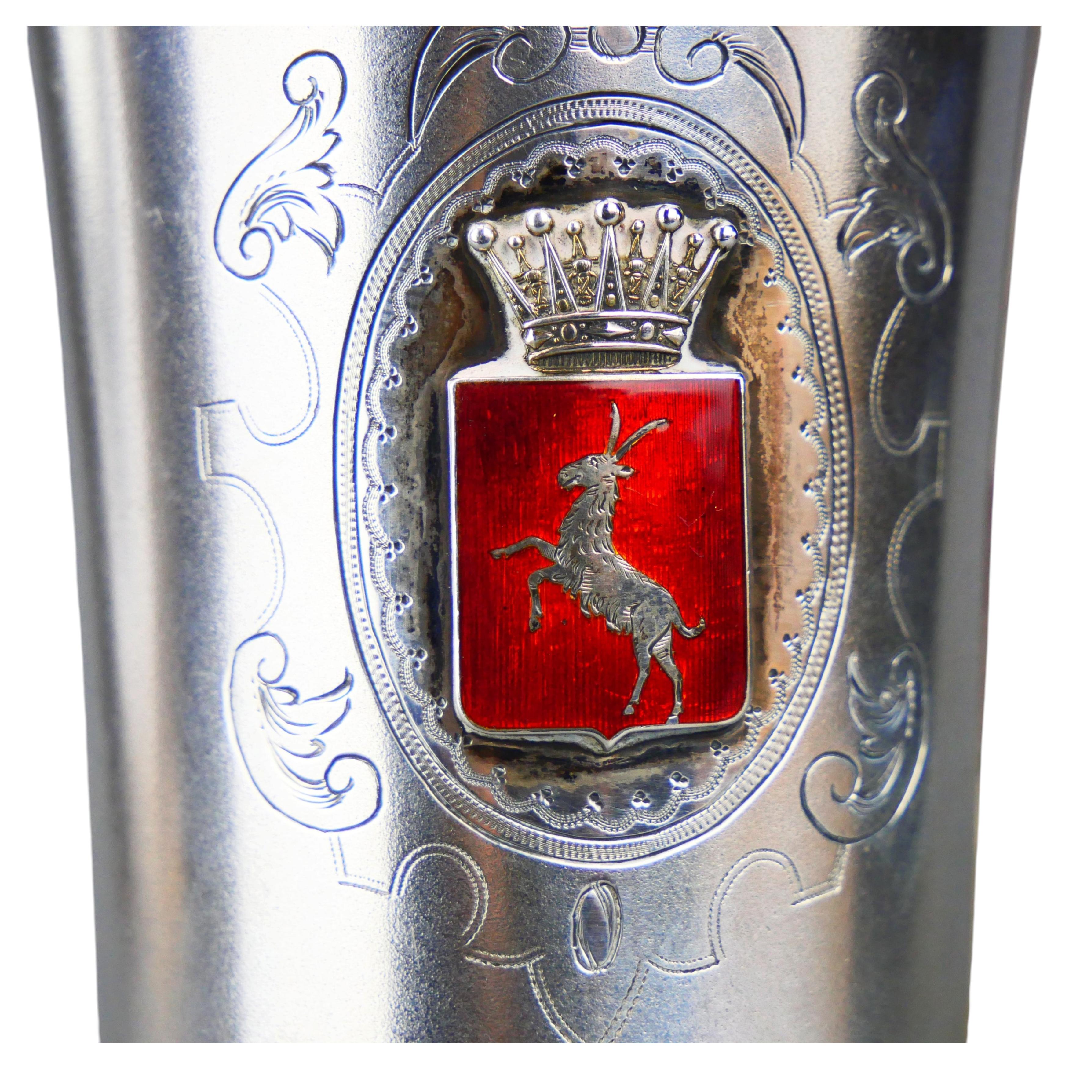 1905 - 1907 Two Helsingia Cups Enamel solid Gilt 830 Silver / 136 gr For Sale