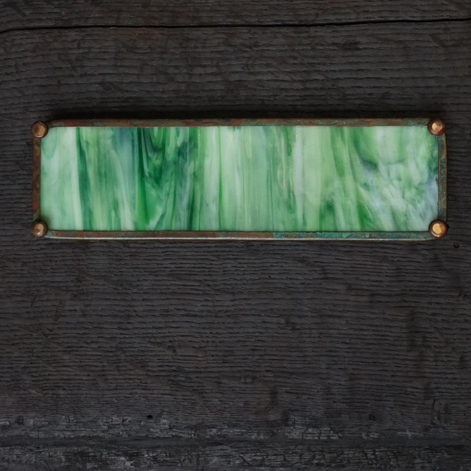1905-1920 Green Slag Glass and Bronze Desk Set by Tiffany Studios New York 6
