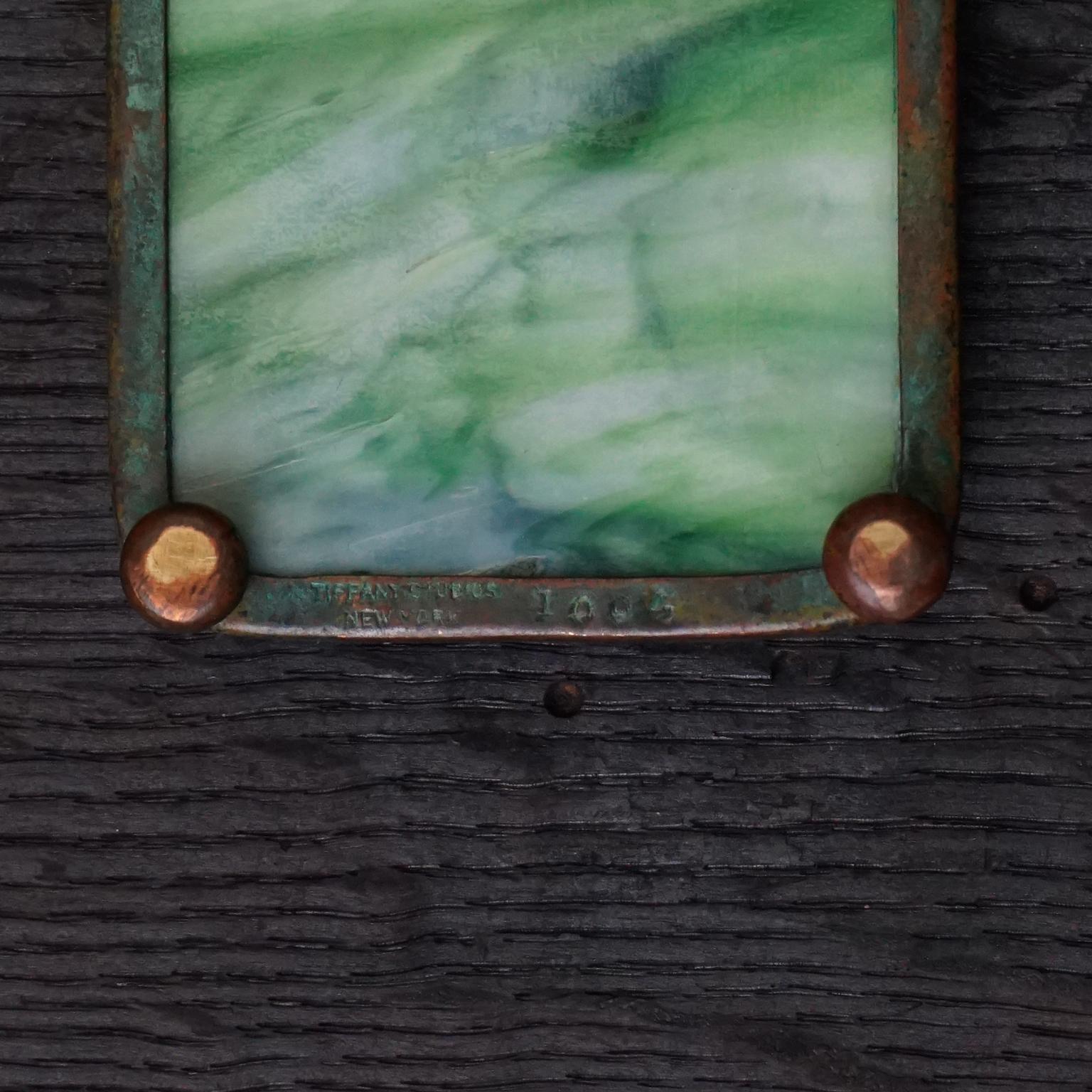 1905-1920 Green Slag Glass and Bronze Desk Set by Tiffany Studios New York 7