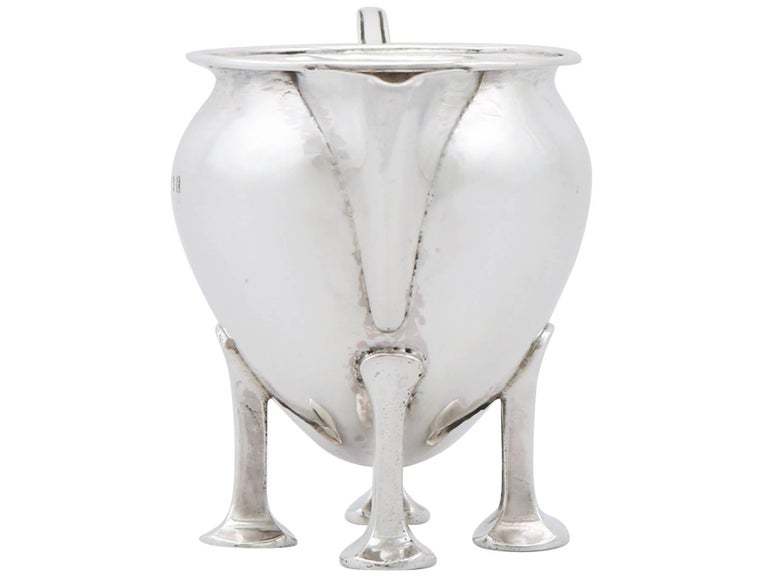 English 1905 Antique Arts & Crafts Style Sterling Silver Cream Jug For Sale