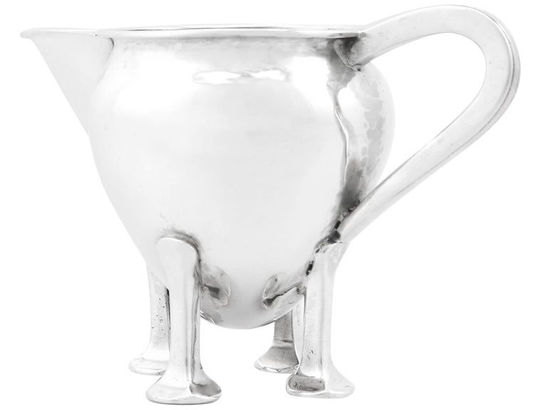 Early 20th Century 1905 Antique Arts & Crafts Style Sterling Silver Cream Jug For Sale
