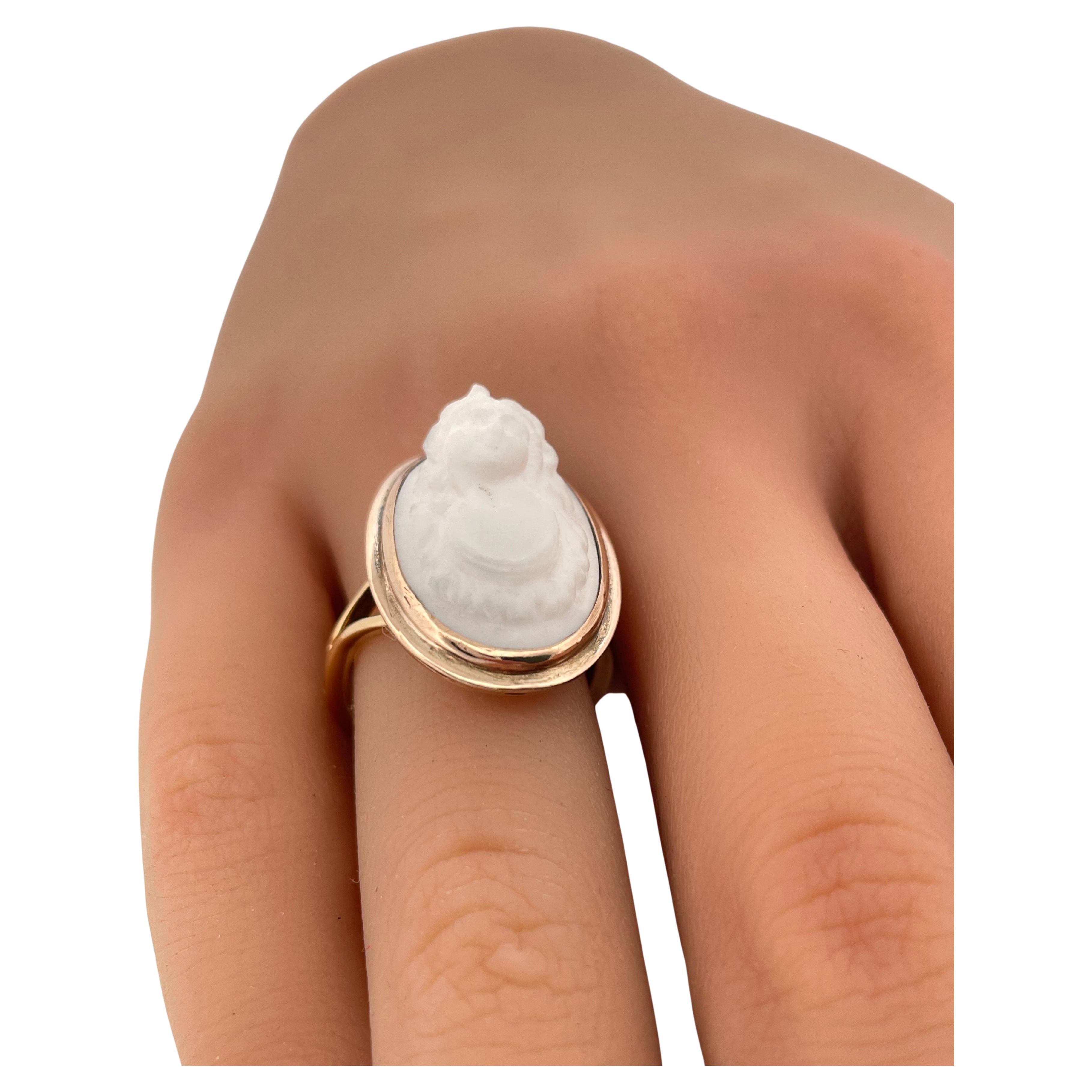 1905 Antike Kamee Ring Set in 14K Gelbgold im Angebot 1