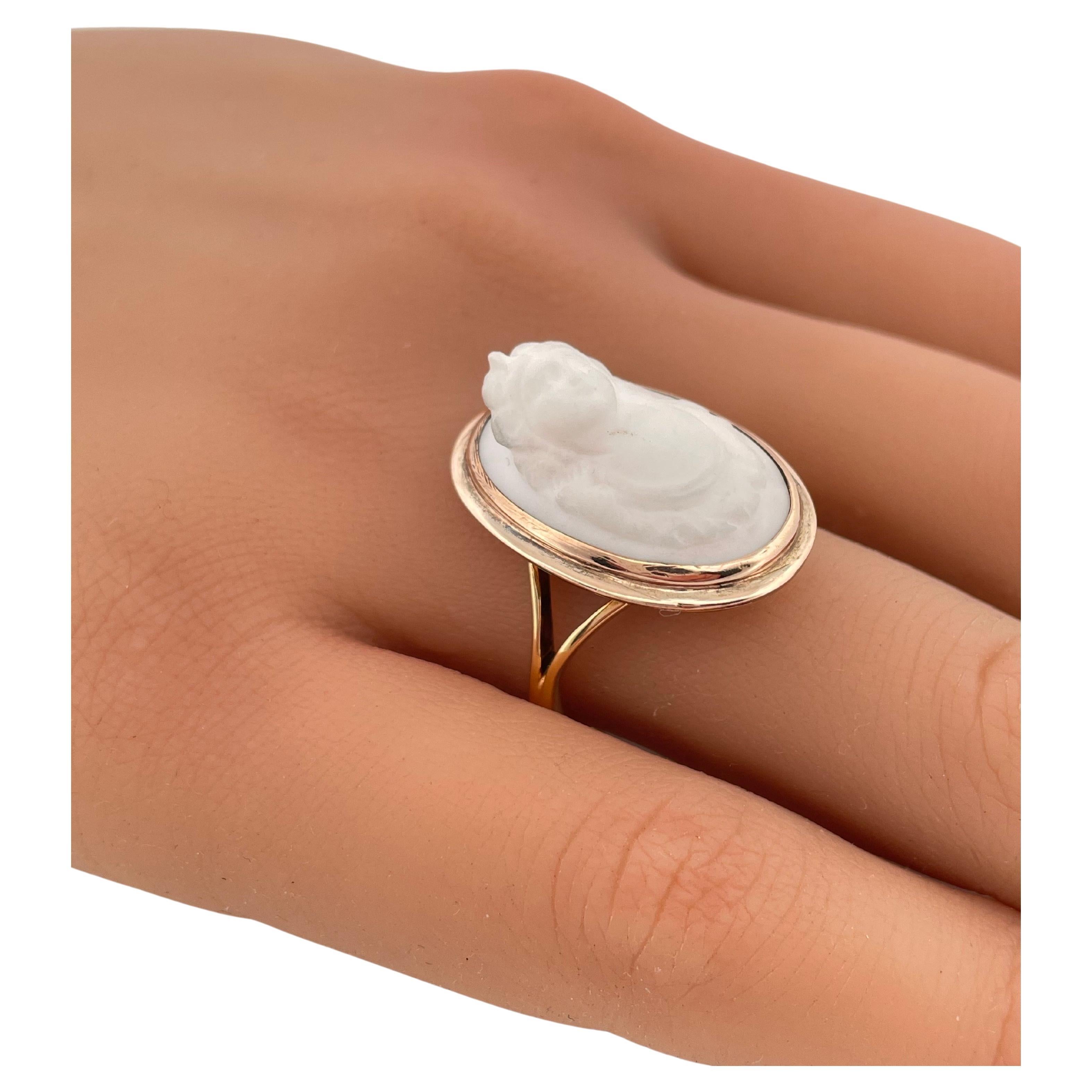 1905 Antike Kamee Ring Set in 14K Gelbgold im Angebot 2