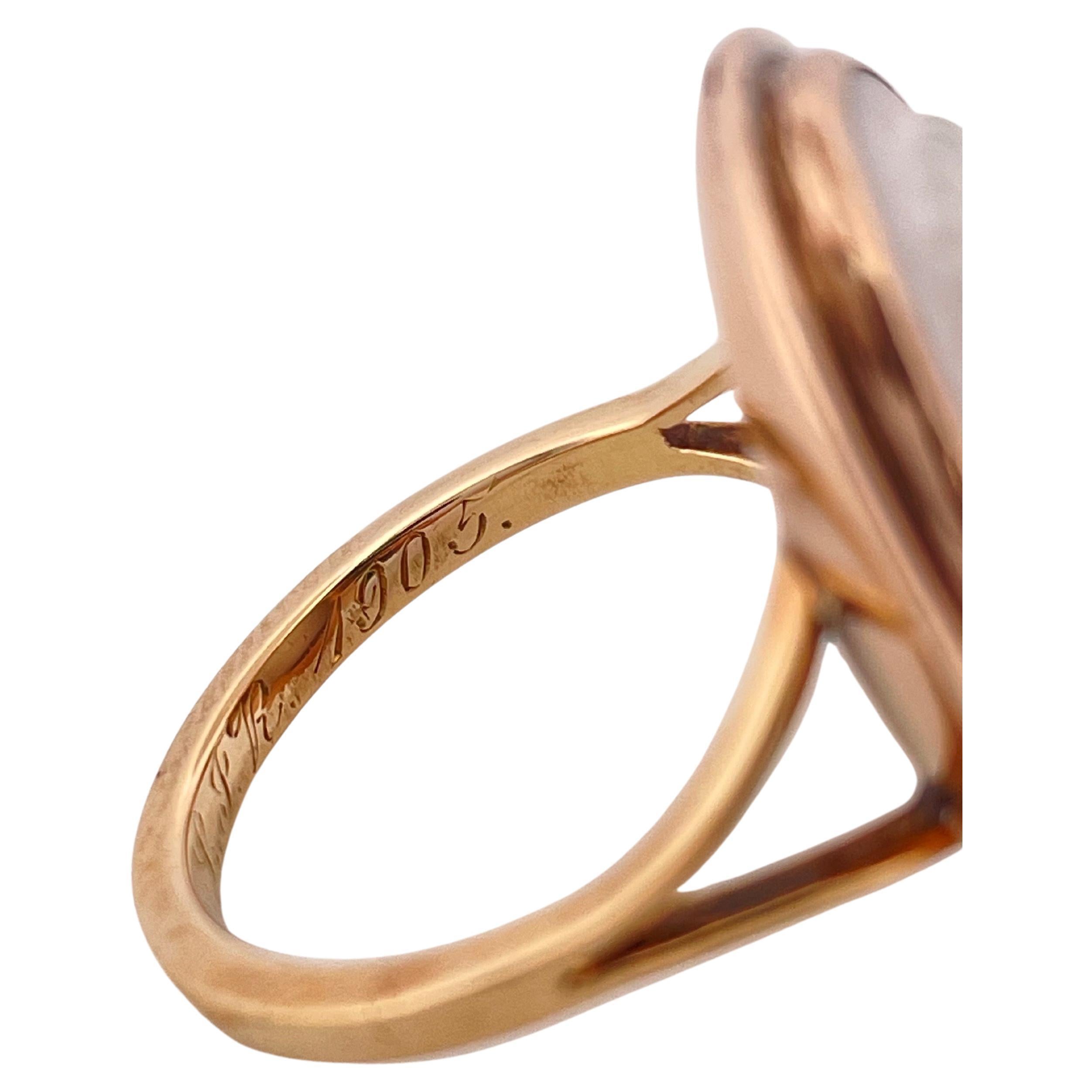 1905 Antike Kamee Ring Set in 14K Gelbgold im Angebot 4