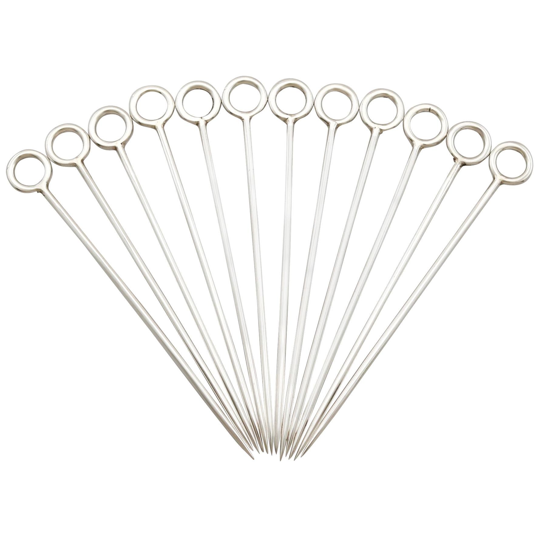 1905 Antique Edwardian Sterling Silver Game Meat Skewers