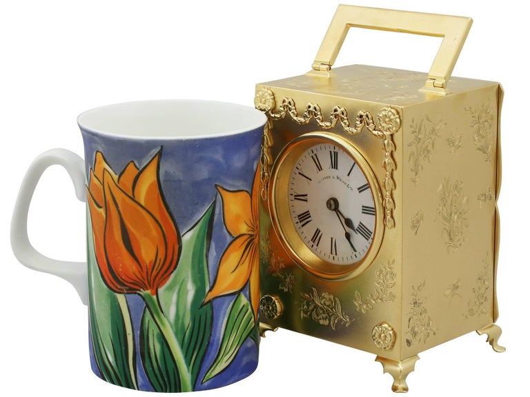 1905 Antique Edwardian Sterling Silver Mantel Clock For Sale at 1stdibs