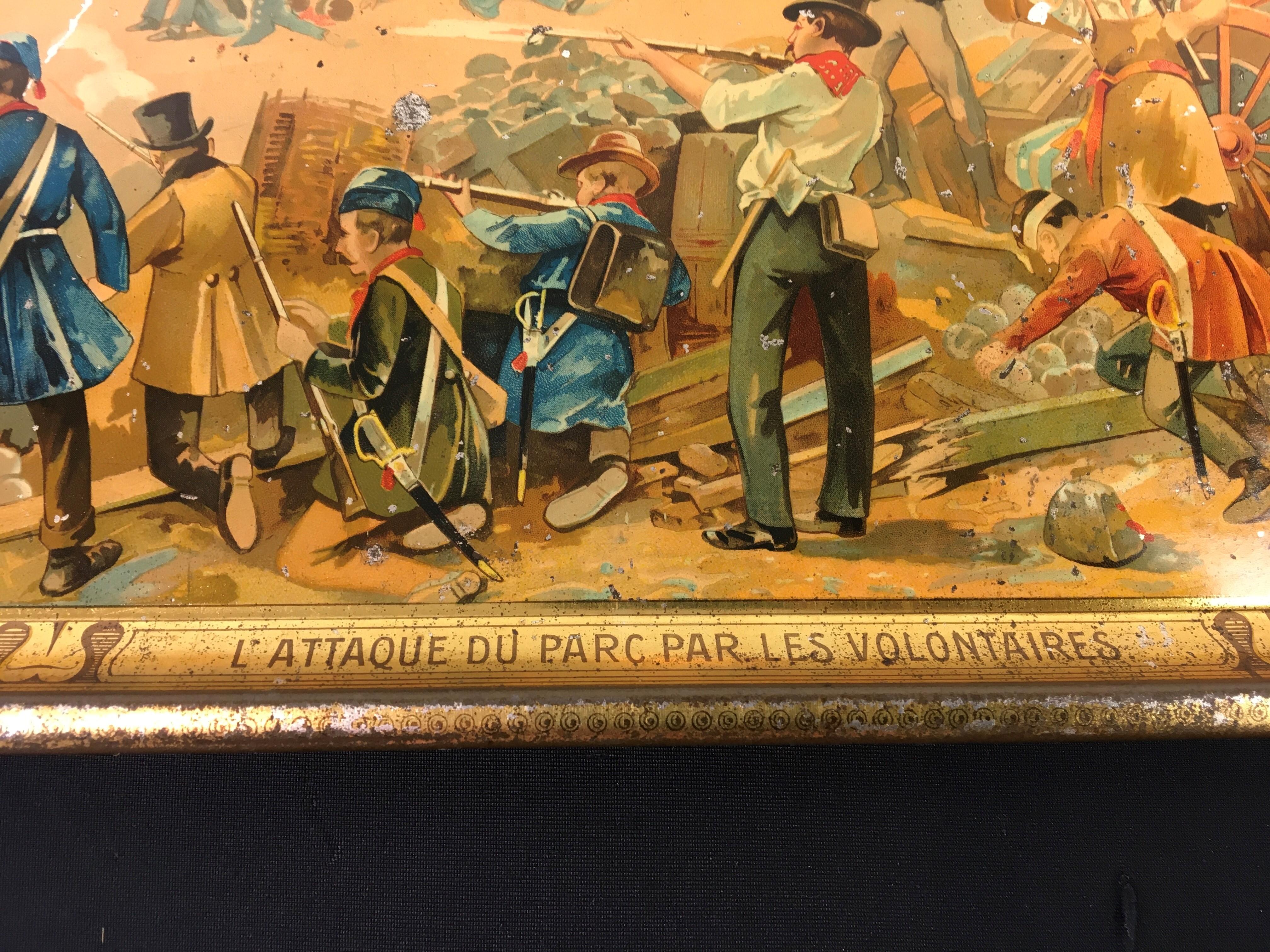 Antikes Tablett Schokolade Michiels- 1905 - 75 Jahre Unabhängigkeit Belgien im Angebot 4