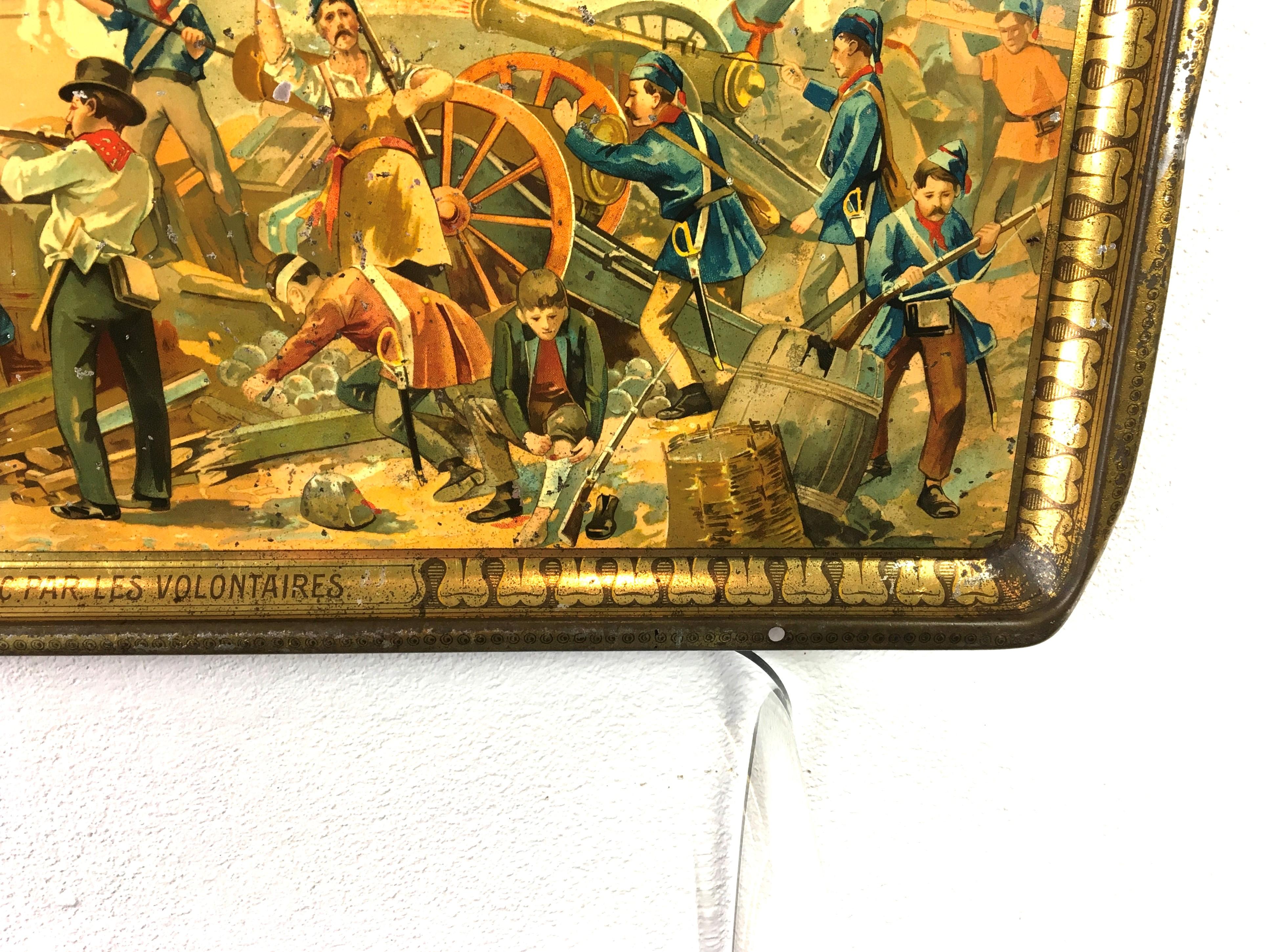 Antikes Tablett Schokolade Michiels- 1905 - 75 Jahre Unabhängigkeit Belgien im Angebot 11