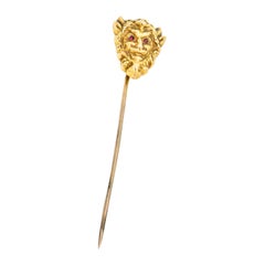Antique 1905 Art Nouveau 14 Karat Gold Devilish Pan Stickpin