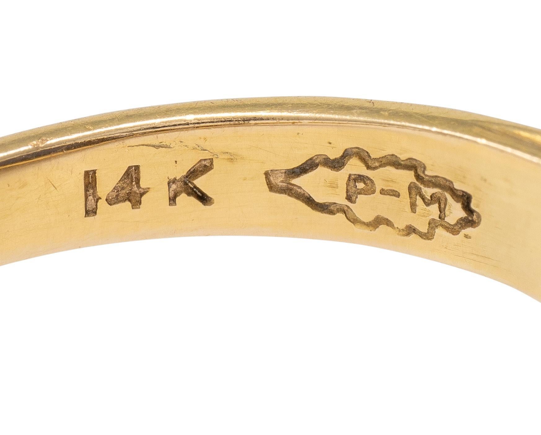 1905 Anello floreale antico in oro giallo 14 carati con zaffiro 3,54 CTW 1