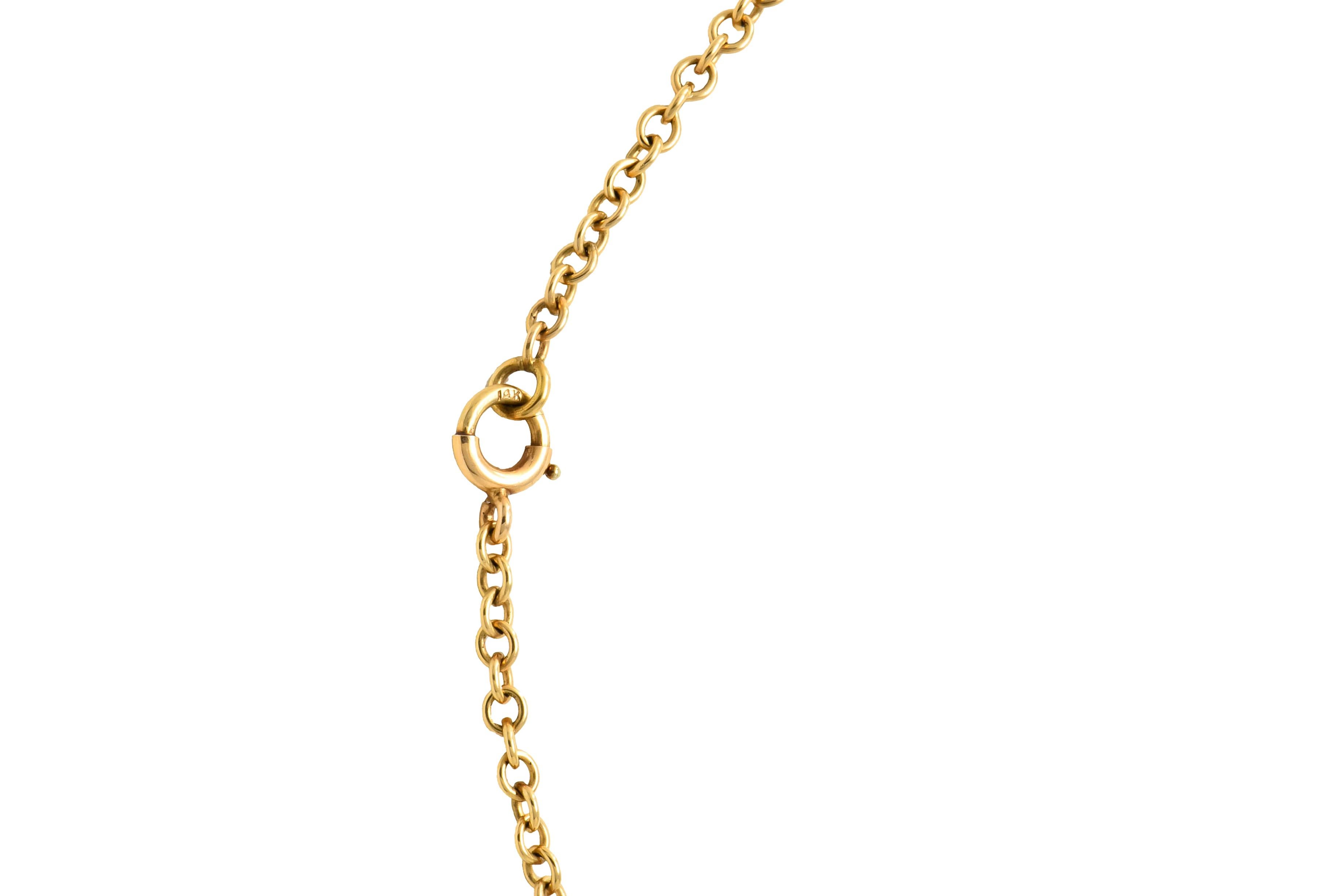 1905 Art Nouveau Citrine Pearl 14 Karat Gold Link Necklace 3