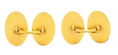 1905 Bippart & Co. 14 Karat Gold Moonlit Wave Men's Nouveau Cufflinks