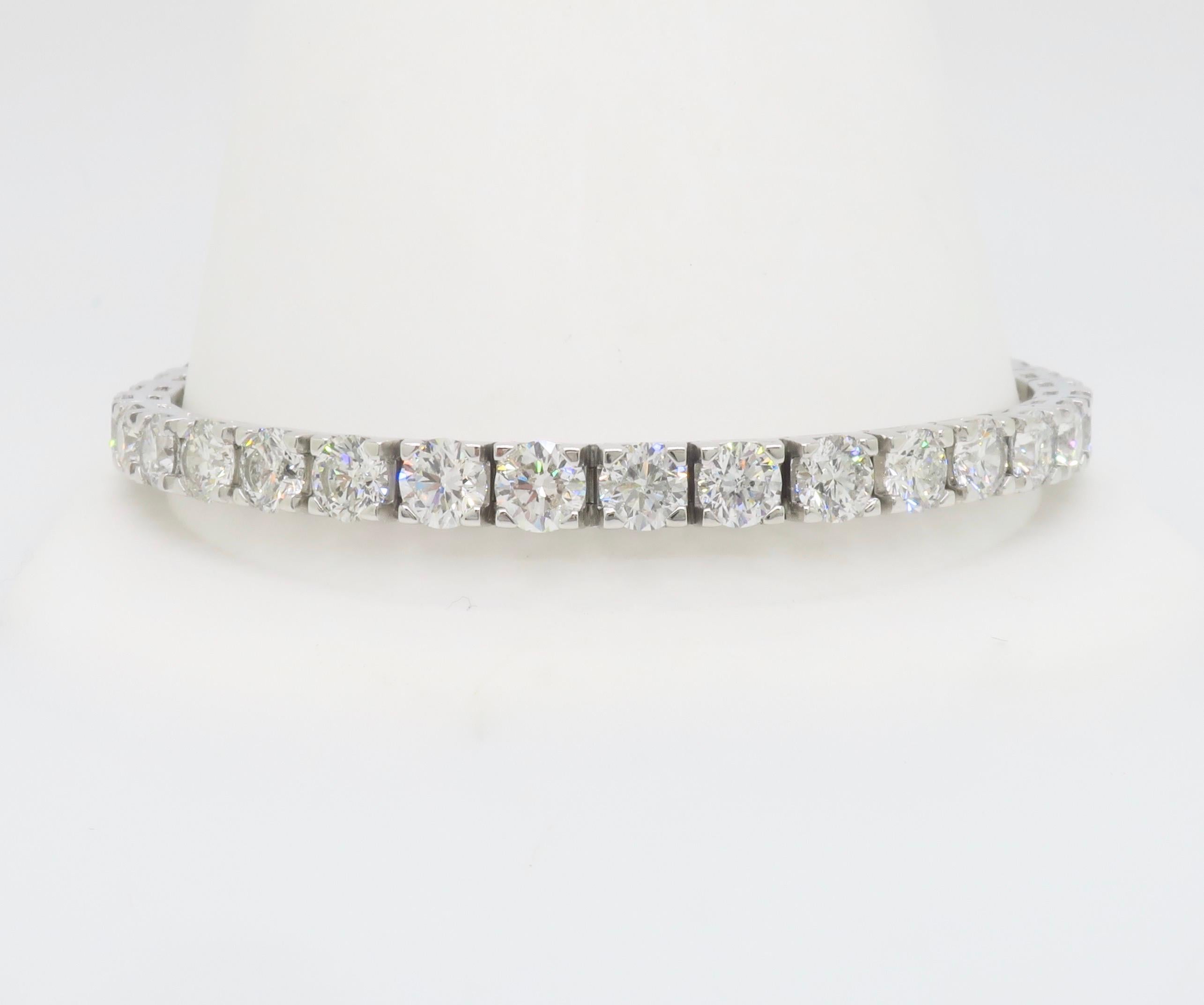 da uomo o donna Bracciale tennis con diamanti da 19,05 carati, media di 0,50 carati per ogni pietra
