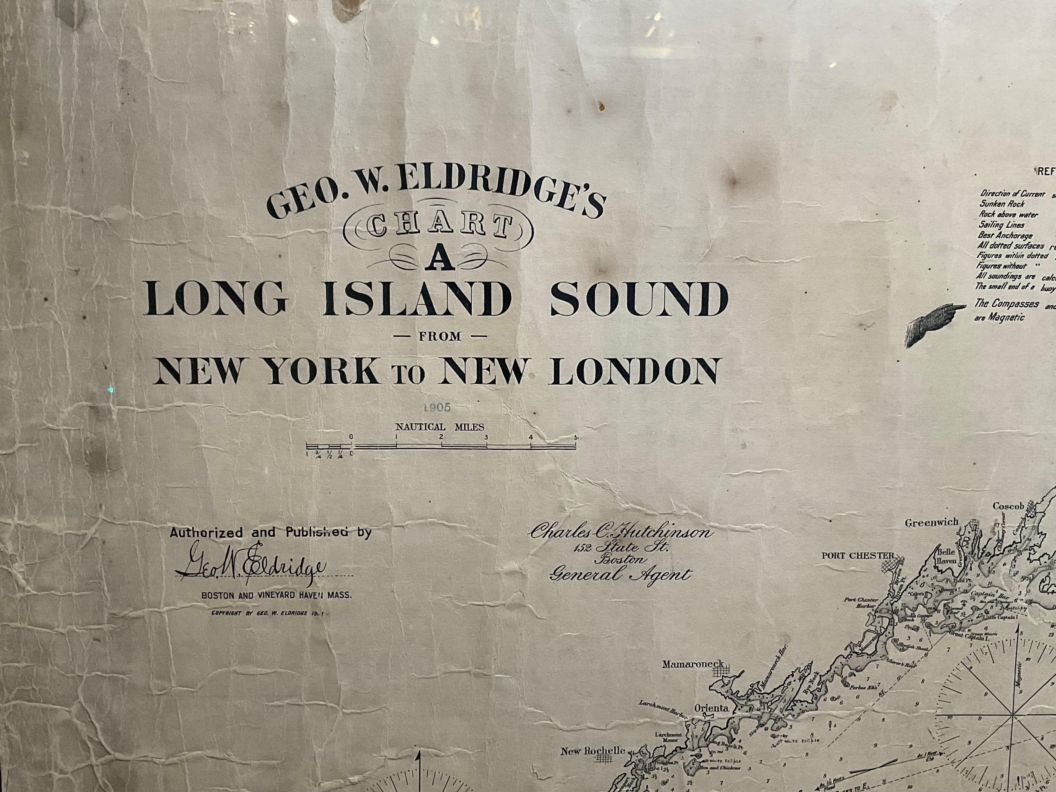 1905 Charte des Long Island Sound von Eldridge im Zustand „Gut“ im Angebot in Norwell, MA