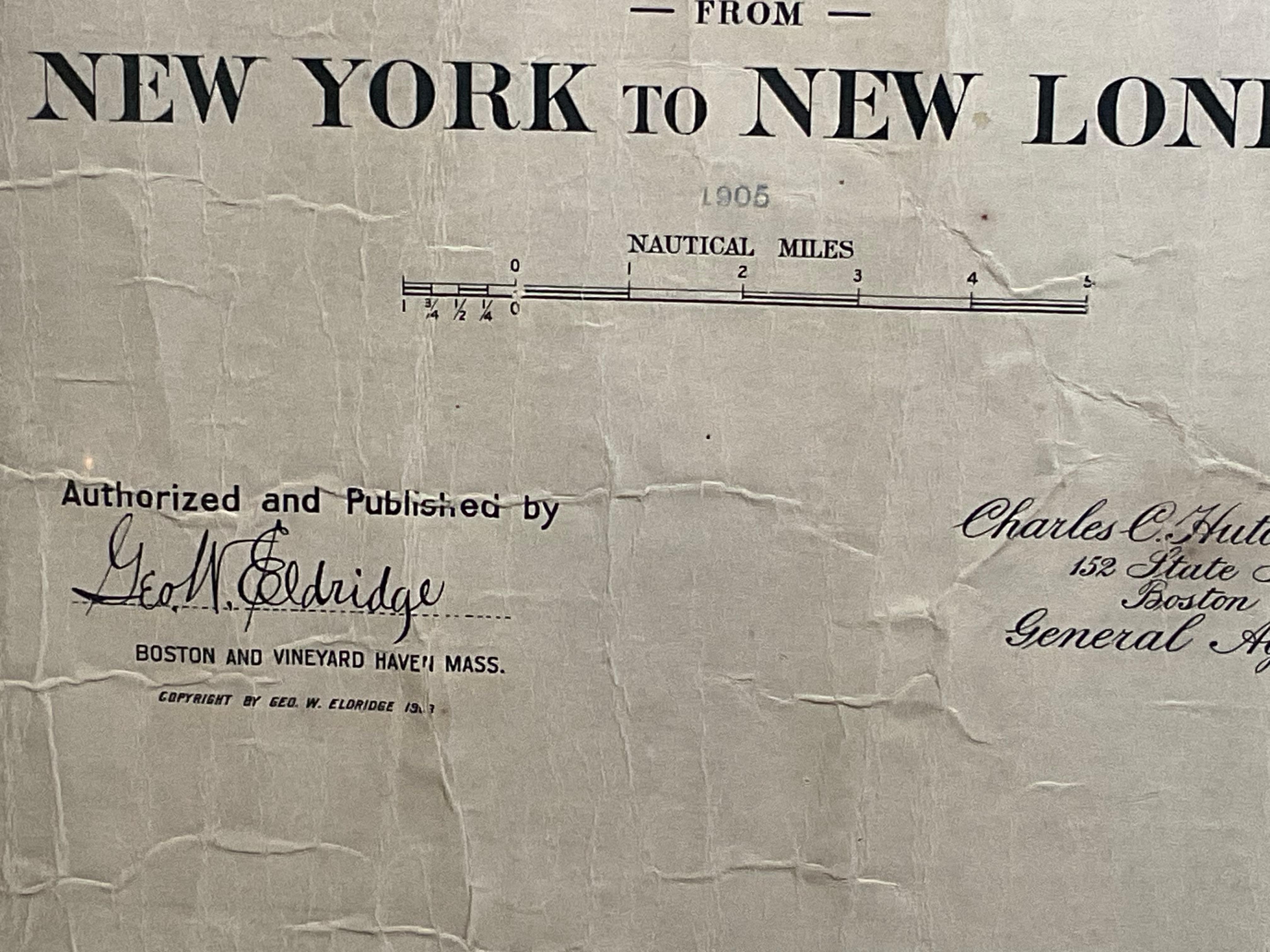 1905 Charte des Long Island Sound von Eldridge (Frühes 20. Jahrhundert) im Angebot
