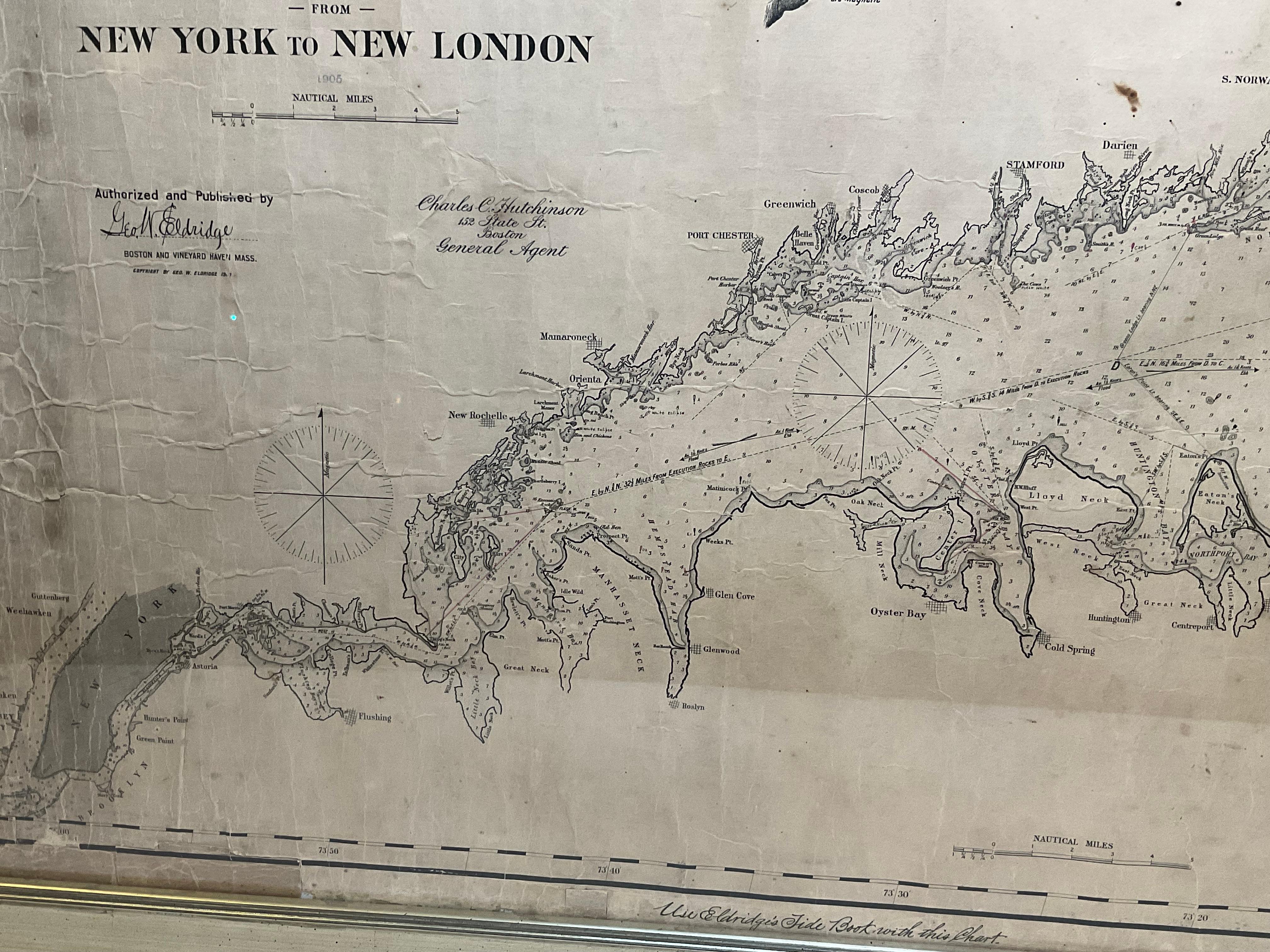 1905 Charte des Long Island Sound von Eldridge im Angebot 2