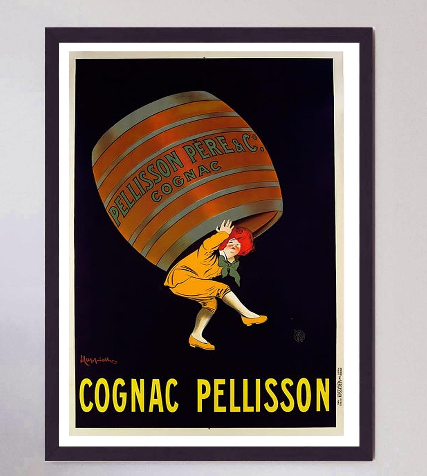 Early 20th Century 1905 Cognac Pellisson Original Vintage Poster For Sale