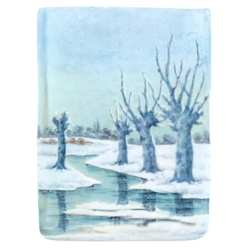 Vaso da paesaggio 1905-DAUM NANCY "Snow in vendita