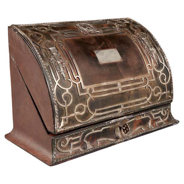 Edwardian Writing Box 1905 Edwardian Leather, Tortoiseshell and Silver Mounted Letter Box For ...