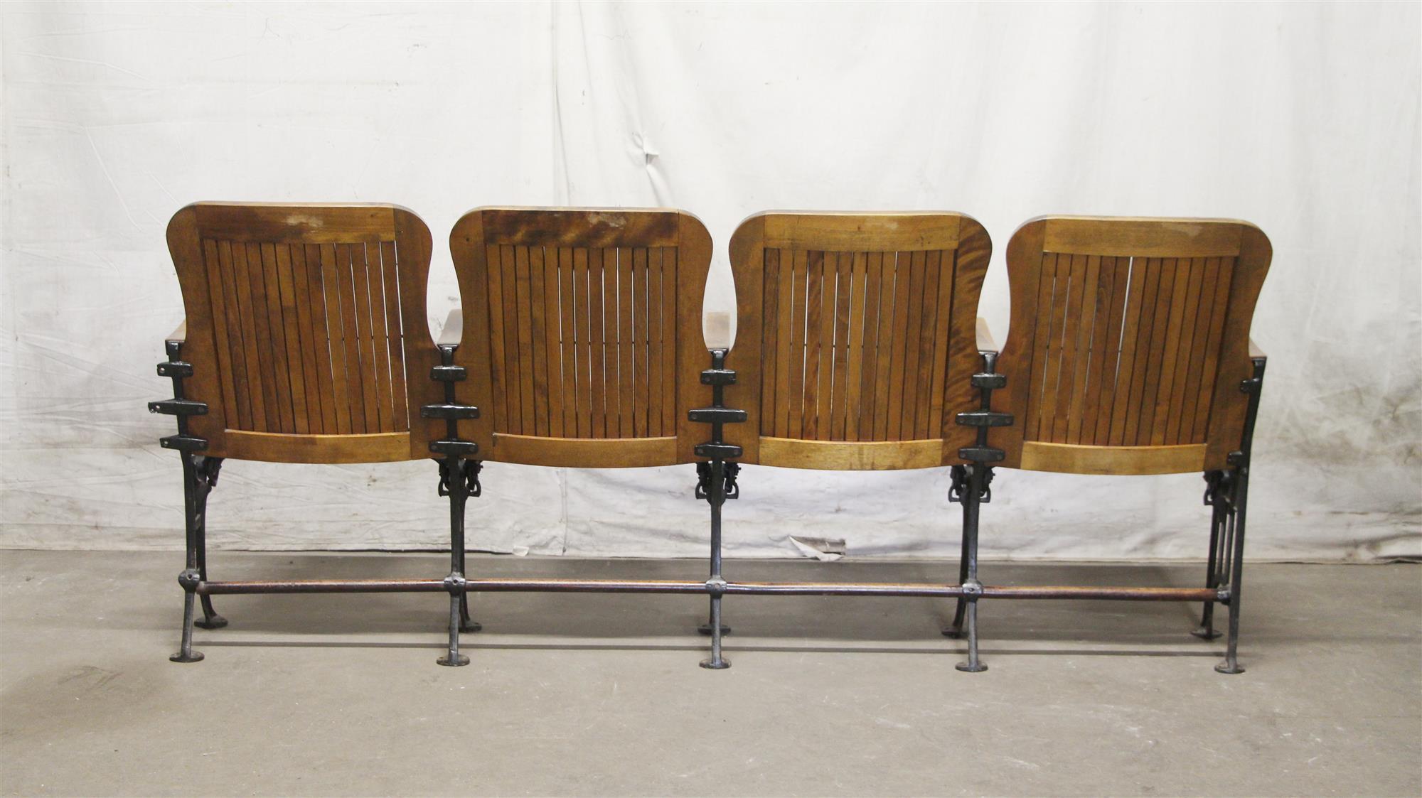 1905 Four Seat Folding Theater Chairs with Cast Iron Frame from Brooklyn 1