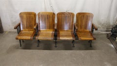 1905 Four Seat Folding Theater Chairs with Cast Iron Frame from Brooklyn