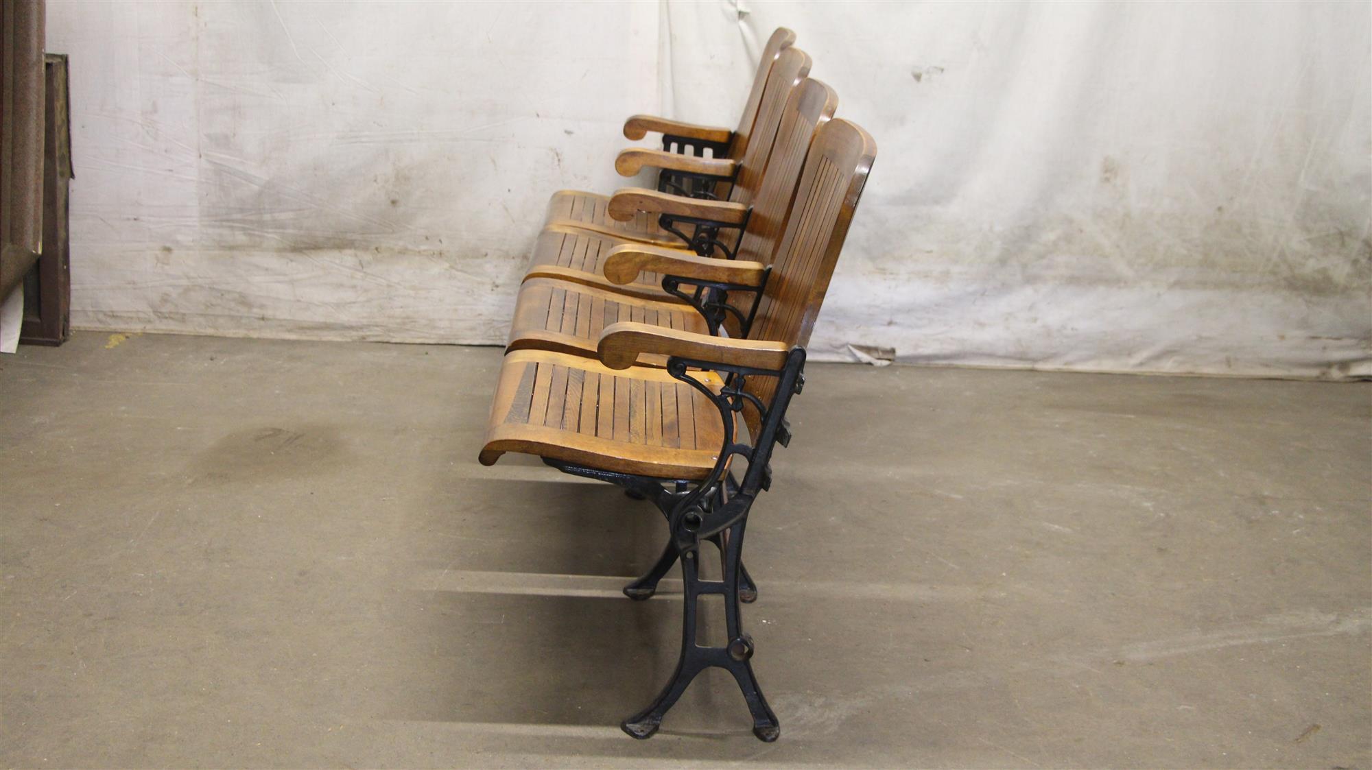 Early 20th Century 1905 Four Seat Folding Theater Chairs with Cast Iron Frame from Brooklyn