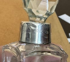 1905 HENRY PERKINS & SONS ANTIQUE STERLING SiLVER PERFUME BOTTLE CUT CRYSTAL