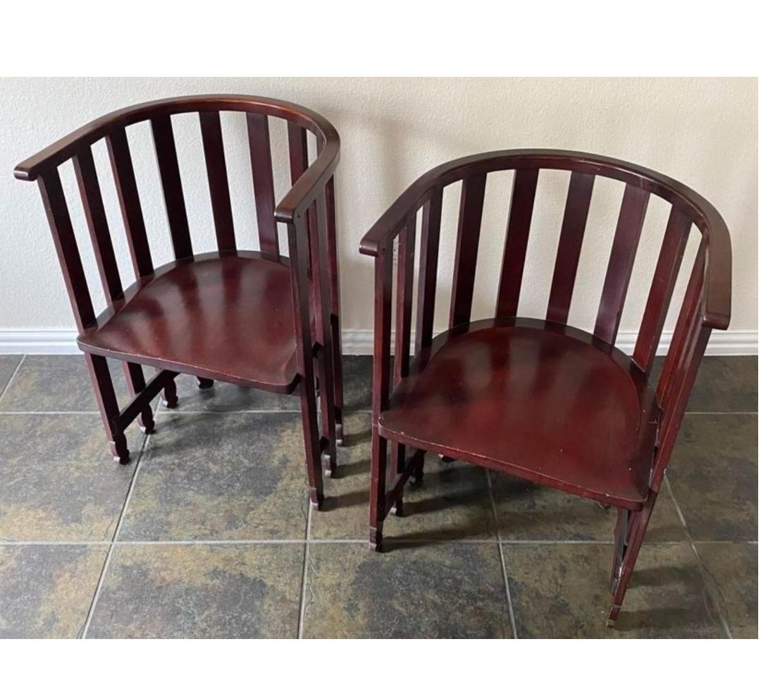 American 1905 Liberty & Co Mahogany Spindle Chairs - Set of 2 For Sale