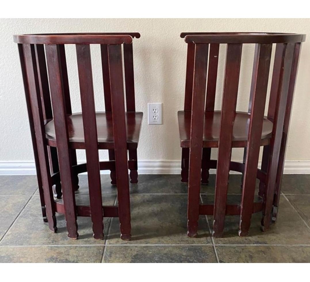 1905 Liberty & Co Mahogany Spindle Chairs - Set of 2 For Sale 2