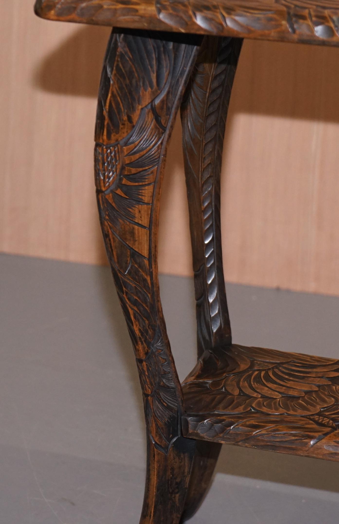 1905 Liberty's London Japanese Carved Side Table Jardinière Plant Bust Stands 1