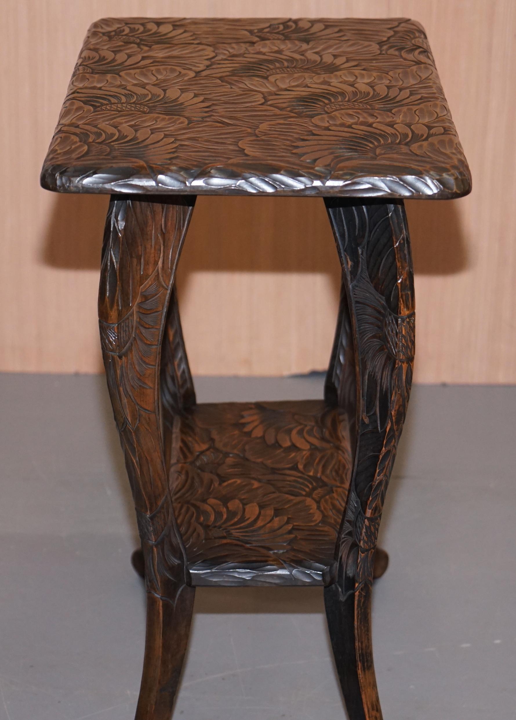 1905 Liberty's London Japanese Carved Side Table Jardinière Plant Bust Stands 5