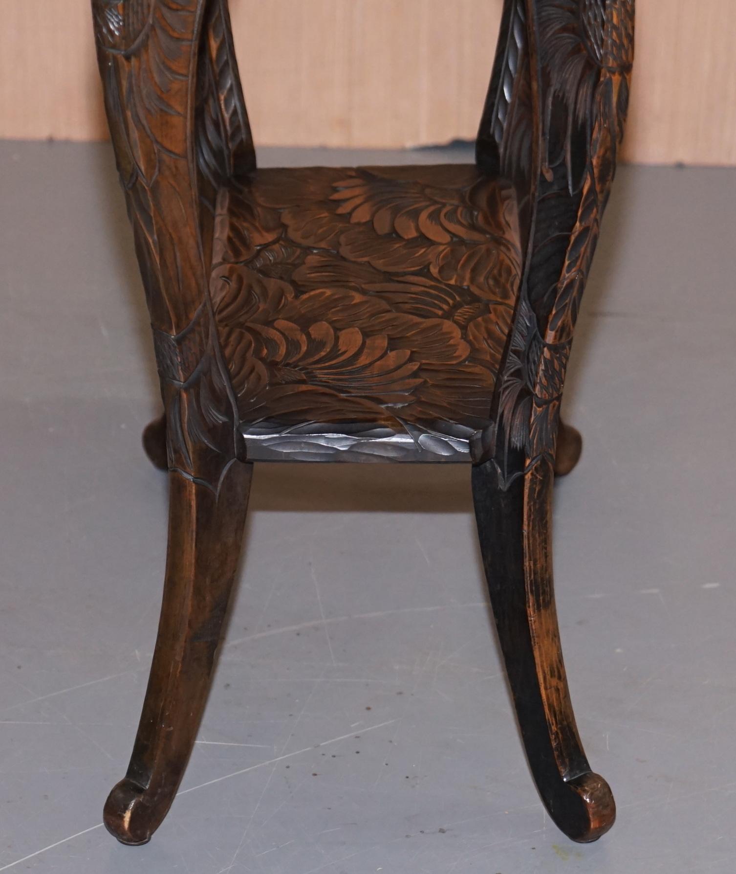 1905 Liberty's London Japanese Carved Side Table Jardinière Plant Bust Stands 5