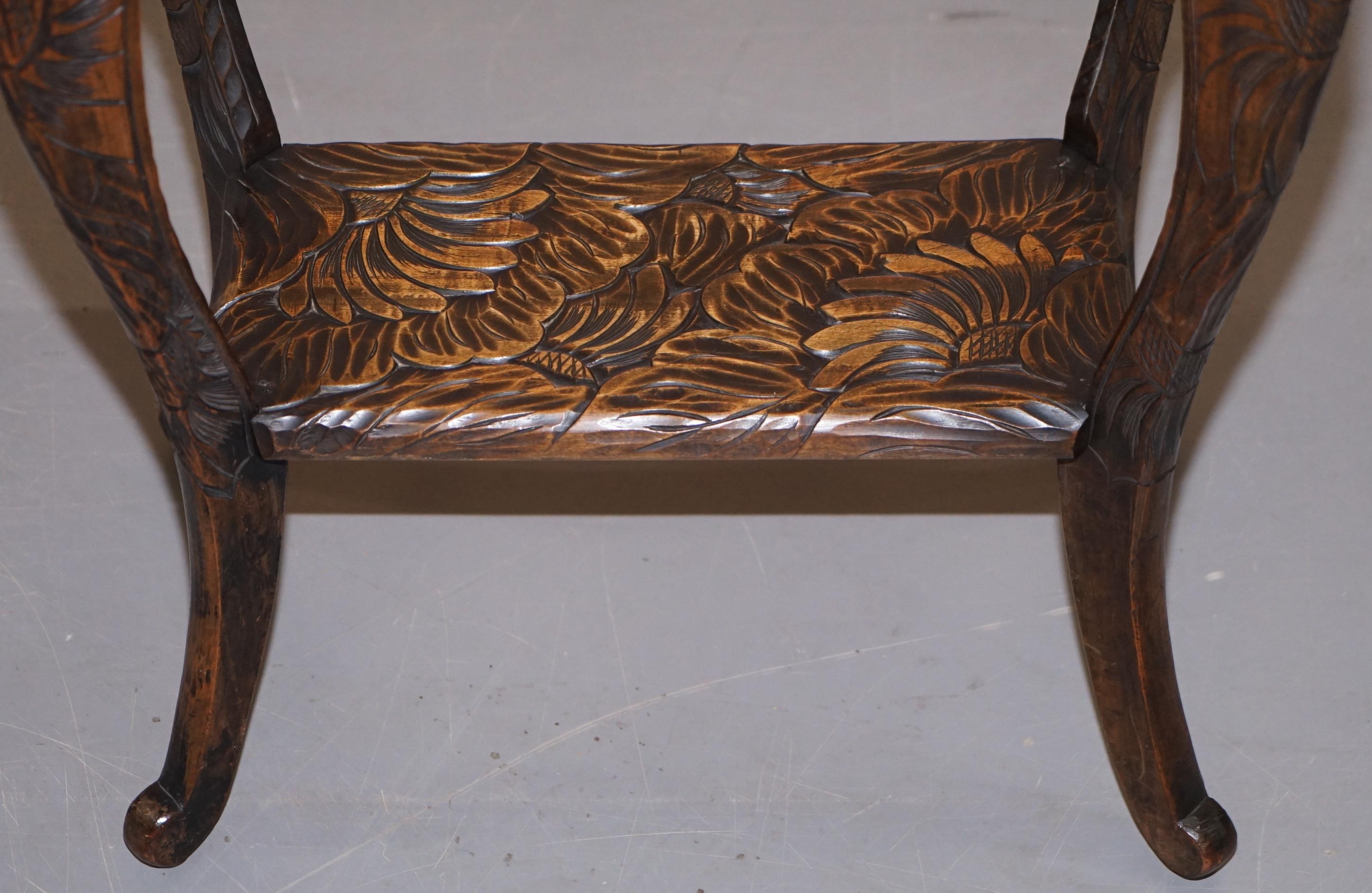 Early 20th Century 1905 Liberty's London Japanese Carved Side Table Jardinière Plant Bust Stands