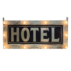 Antique 1905 Light Up Double Sided Hotel Blue Sign