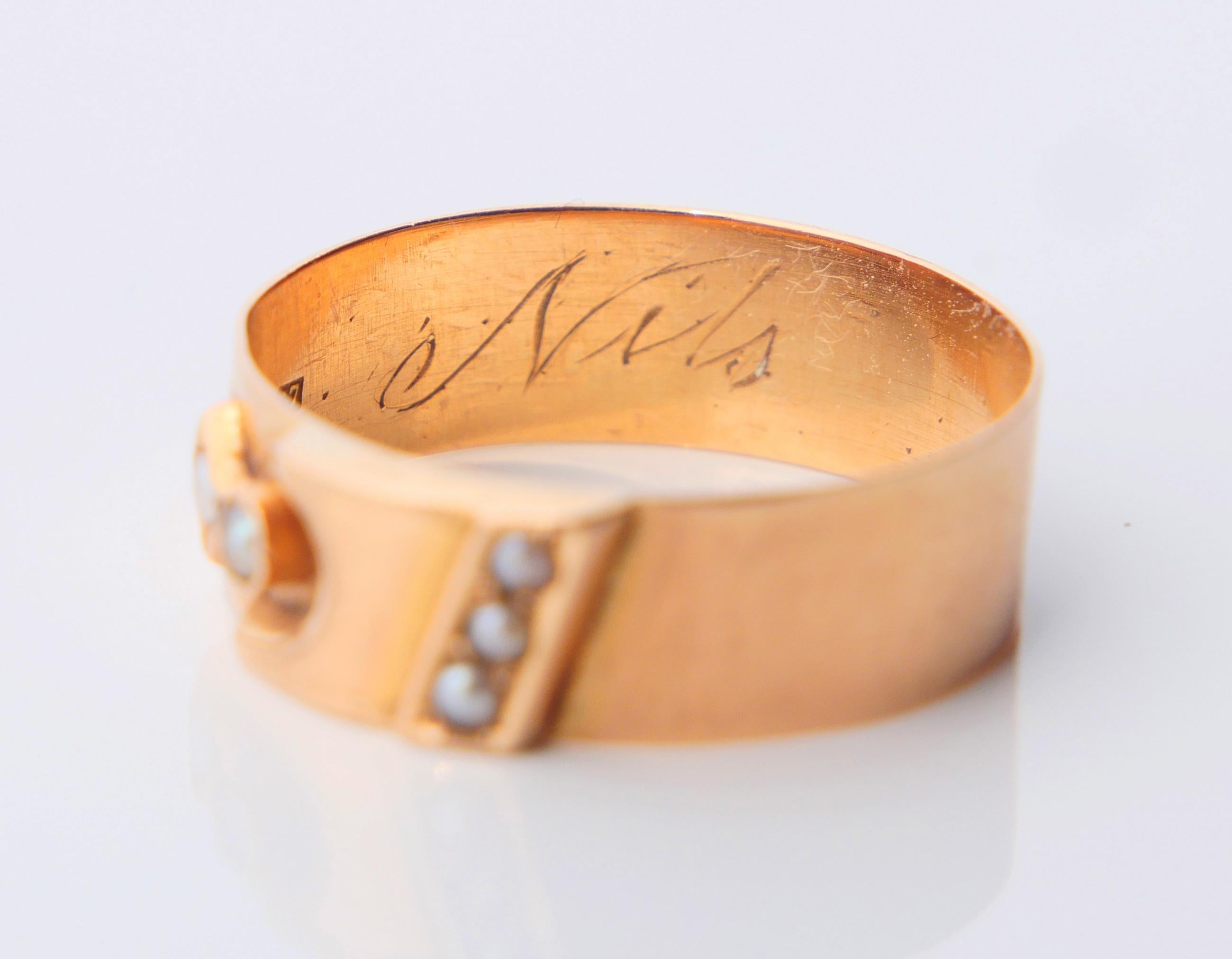 1905 Anello Nils Perle naturali in oro massiccio 18 carati Ø US8 / 2,2 gr in vendita 9