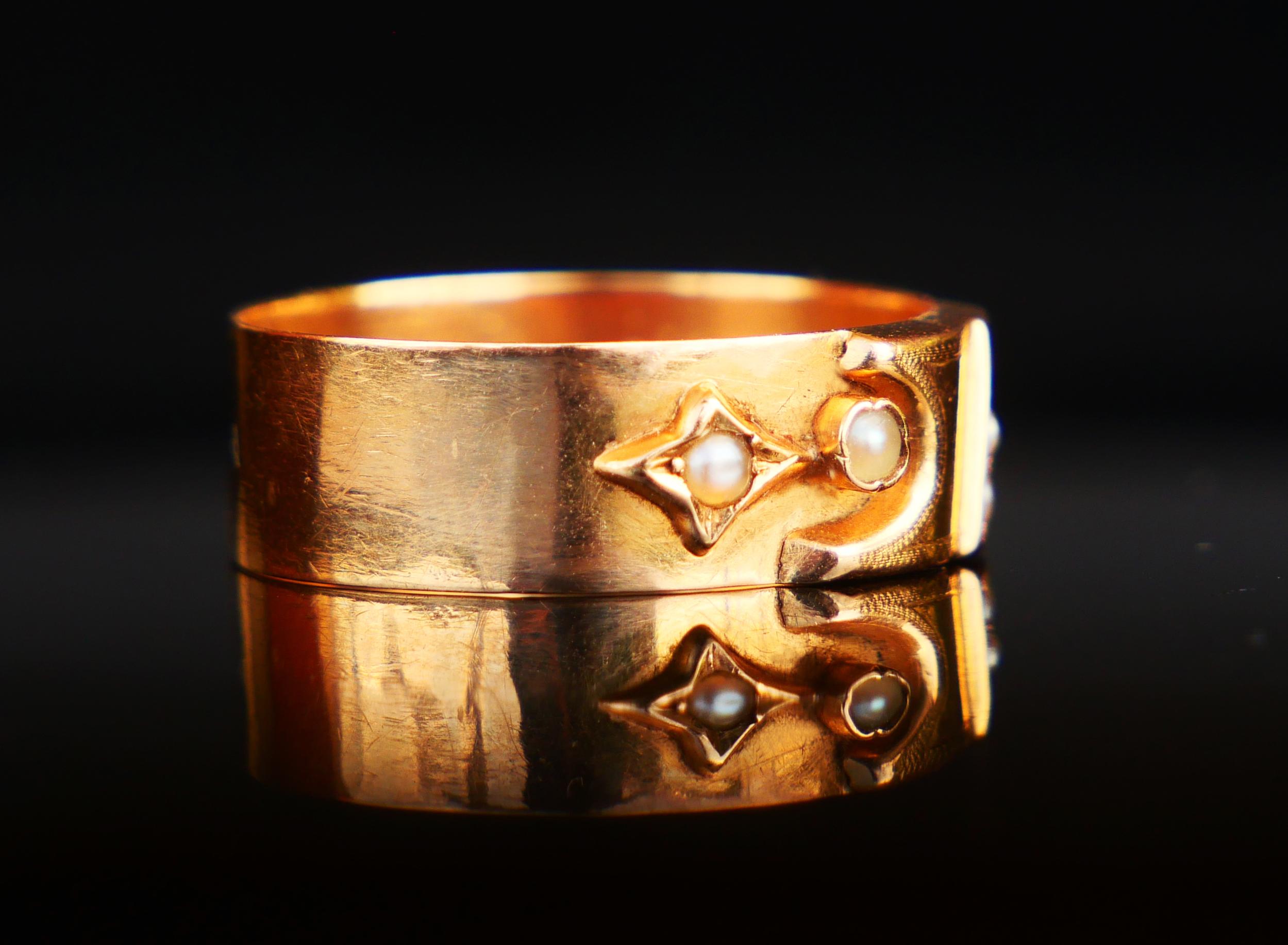 Art Nouveau 1905 Anello Nils Perle naturali in oro massiccio 18 carati Ø US8 / 2,2 gr in vendita
