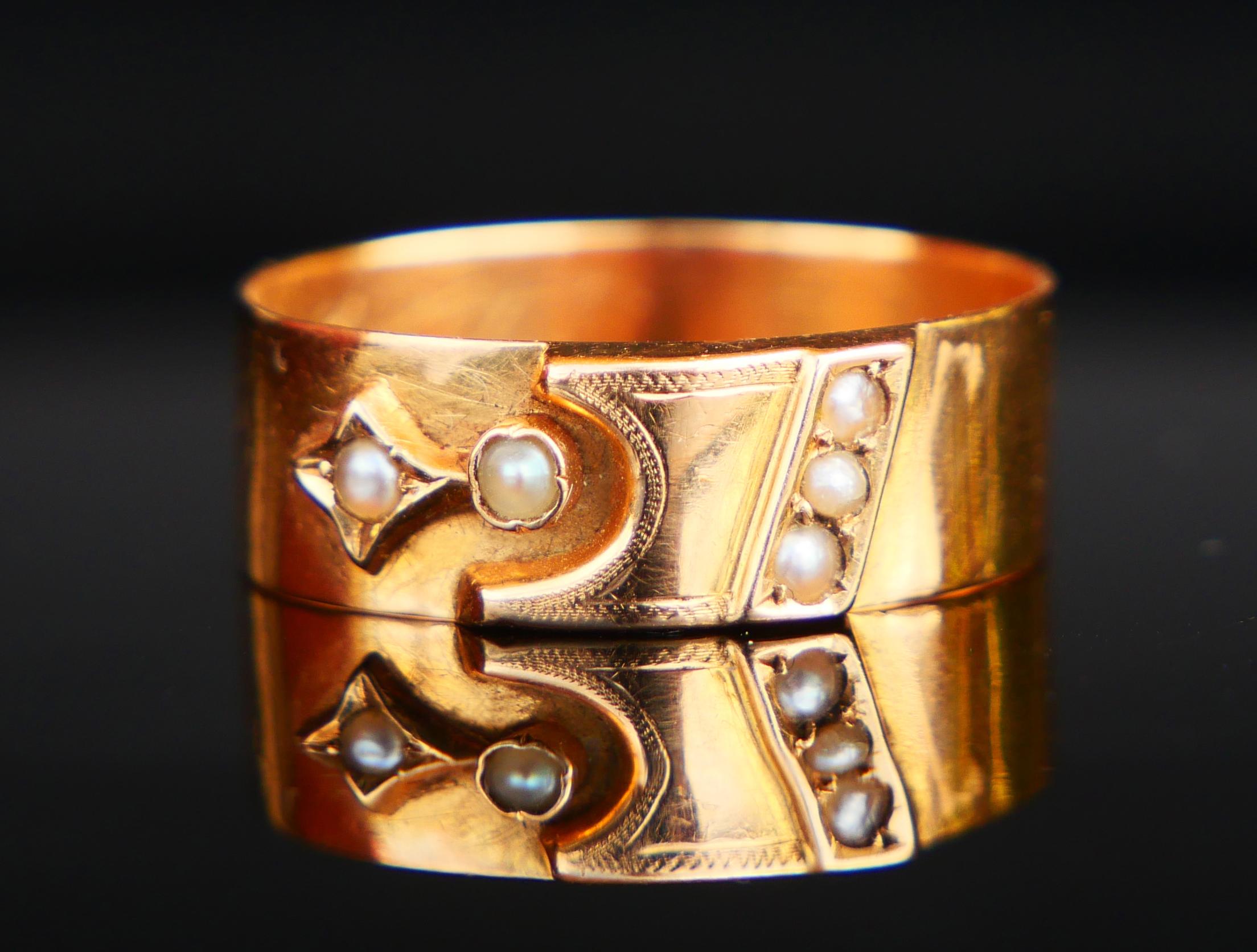 1905 Anello Nils Perle naturali in oro massiccio 18 carati Ø US8 / 2,2 gr in vendita 2