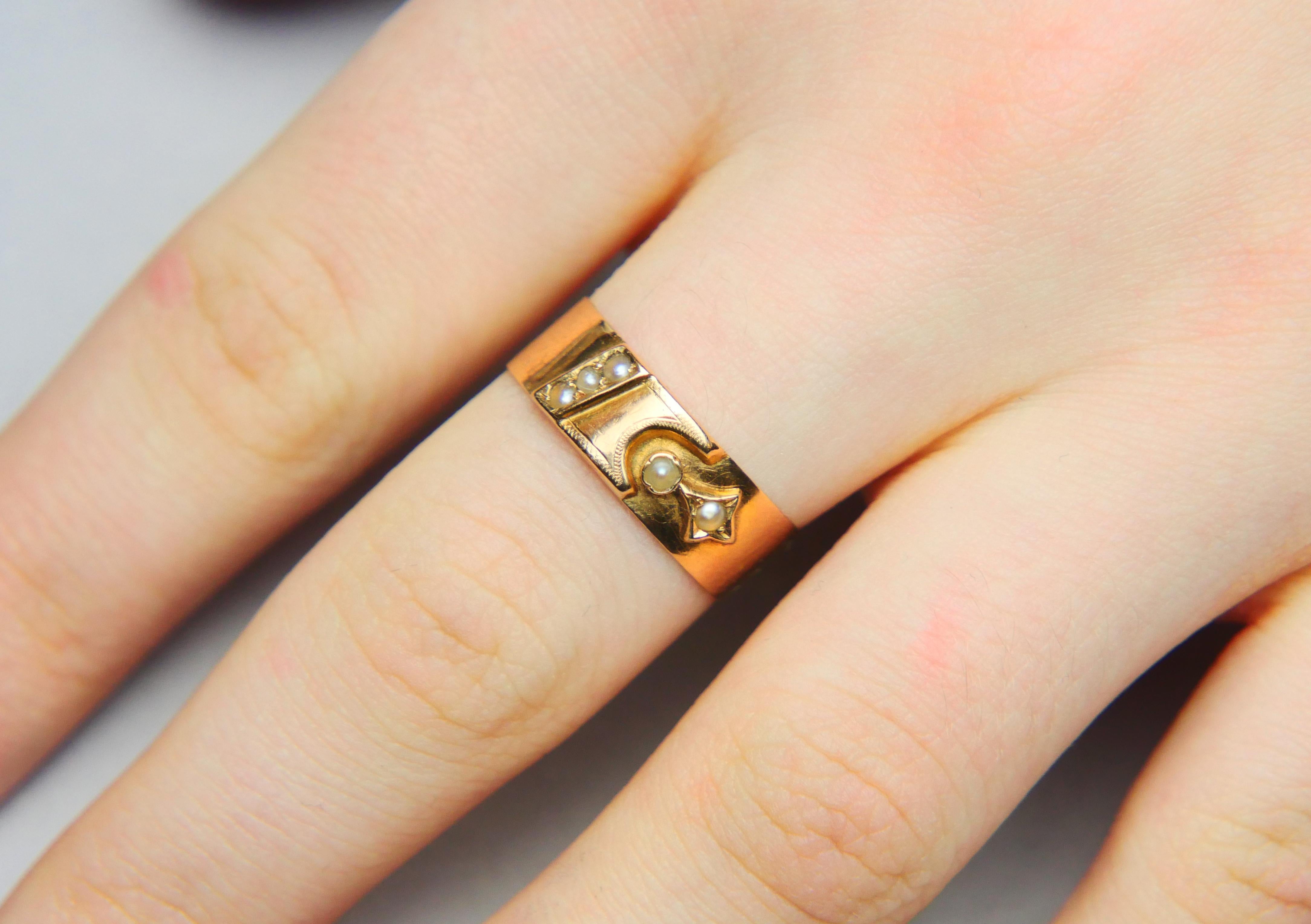1905 Anello Nils Perle naturali in oro massiccio 18 carati Ø US8 / 2,2 gr in vendita 3