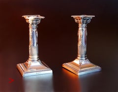 1905 Pair of Candle Holders Neoclassical Corinthian Columns / 372 gr
