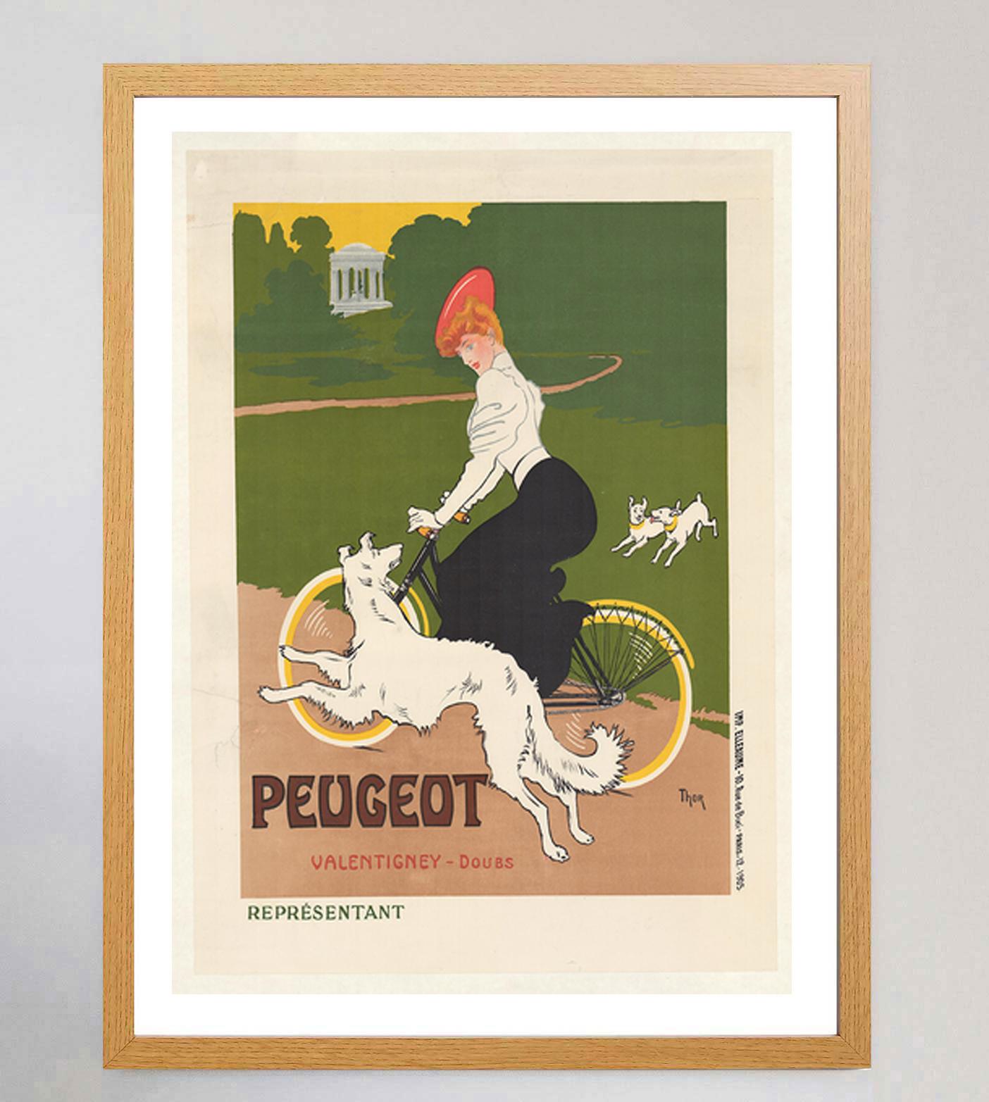 German 1905 Peugeot Cycles, Thor Original Vintage Poster For Sale