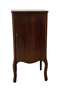 1905 Traditional Walnut Music Cabinet with Cabriolet Legs and Seven Shelves