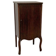 1905 Traditional Walnut Music Cabinet with Cabriolet Legs and Seven Shelves