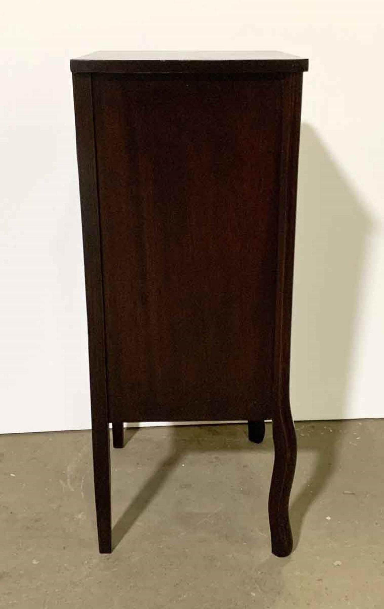 American 1905 Walnut Music Record Cabinet with Cabriolet Legs and 7 Shelves