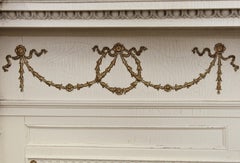1905 White & Gold Wood Federal Style Mantel with Columns and Egg and Dart Design