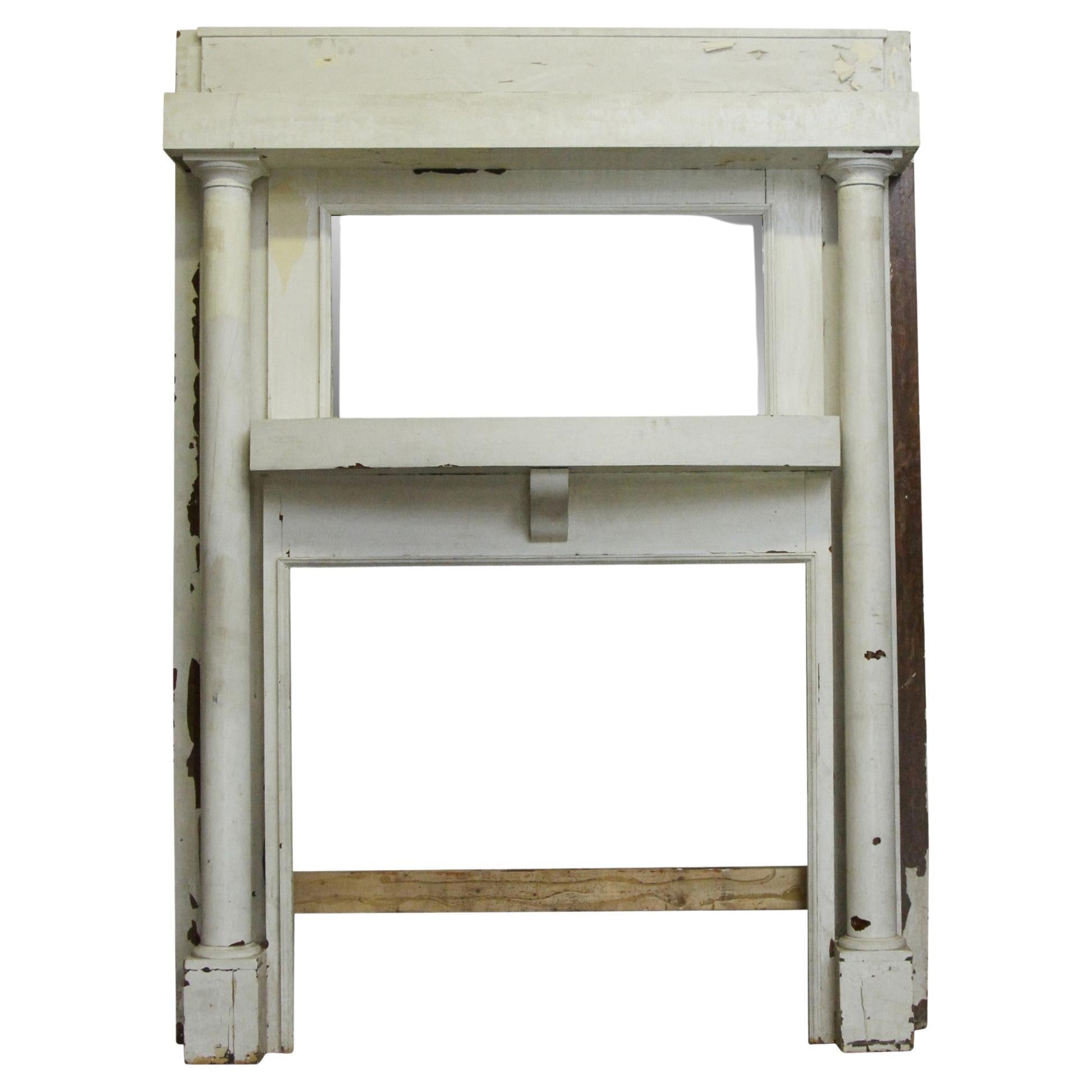 1905 Weiß lackiert Arts 
Crafts Holz Kaminsims mit über Spiegel