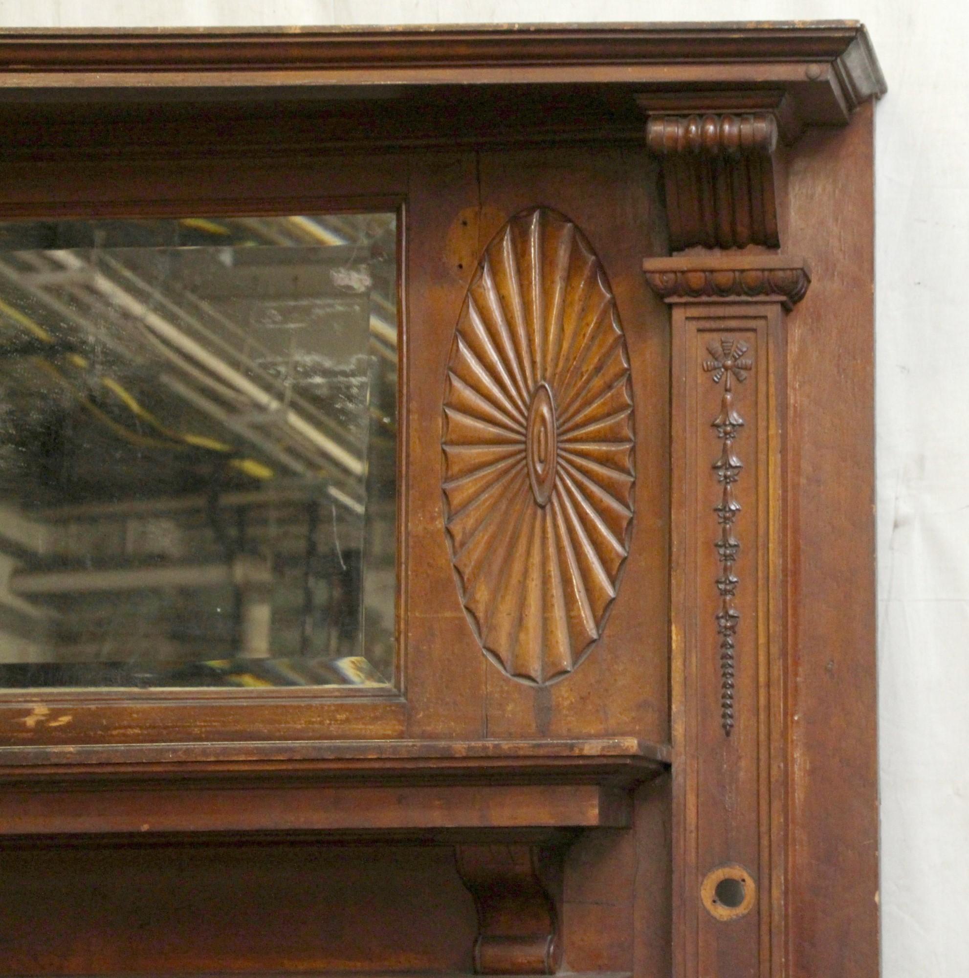 1905 Wooden Mantel with Beveled Mirror In Good Condition In New York, NY