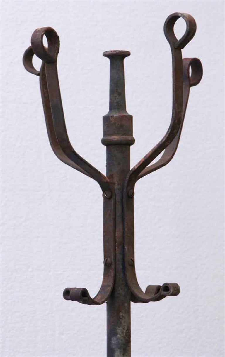 1905 Wrought Iron and Steel Coat Tree with a Copper Wash Design For