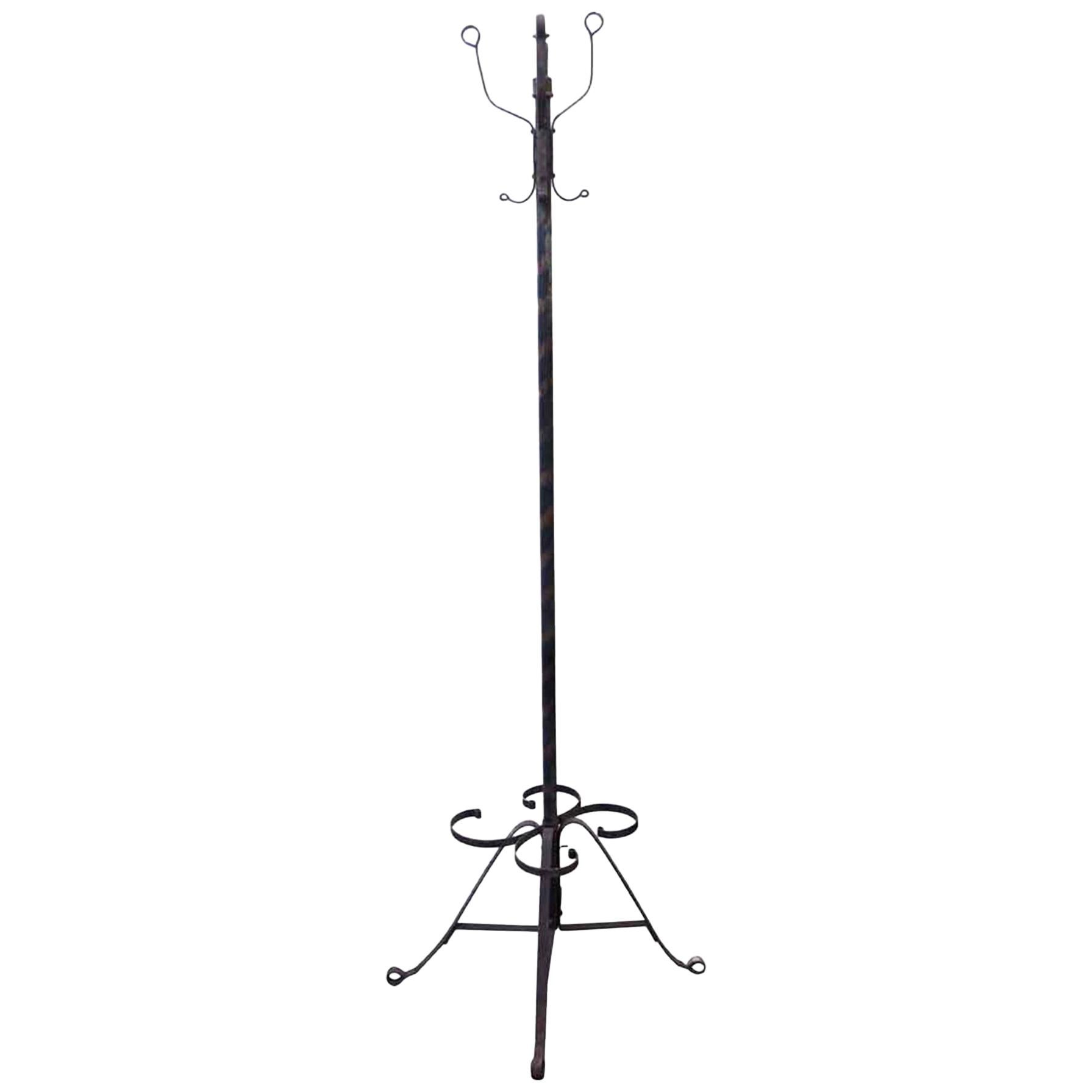 1905 Wrought Iron and Steel Coat Tree with a Copper Wash Design For
